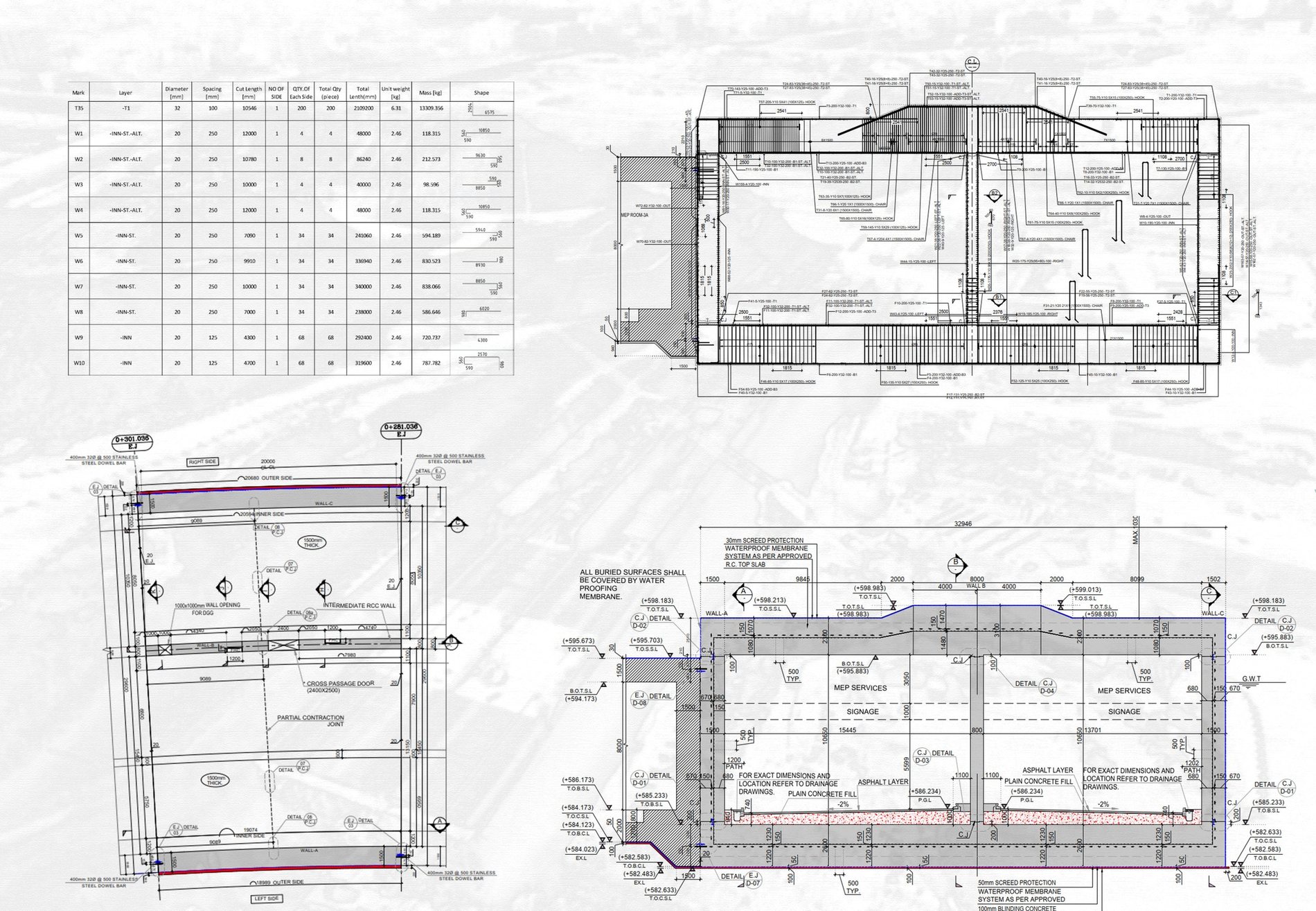 Shop-drawing detail with supporting schedule information